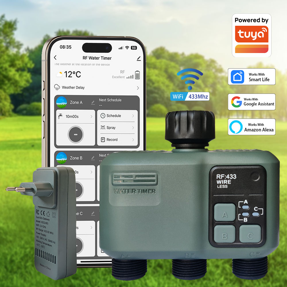 Smart Garden Irrigation - Temporizador de agua Tuya Wifi+RF433 de